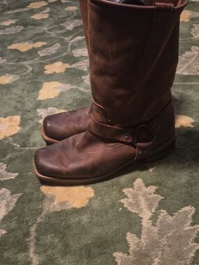 Men's Brown Leather Harness Western Boots